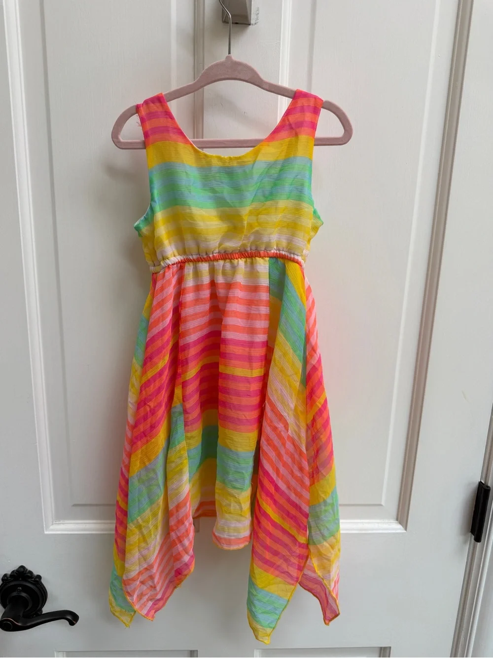 The Children's Place Girls XS 4 Multicolor Rainbow Stripe Tank Hi Low Dress